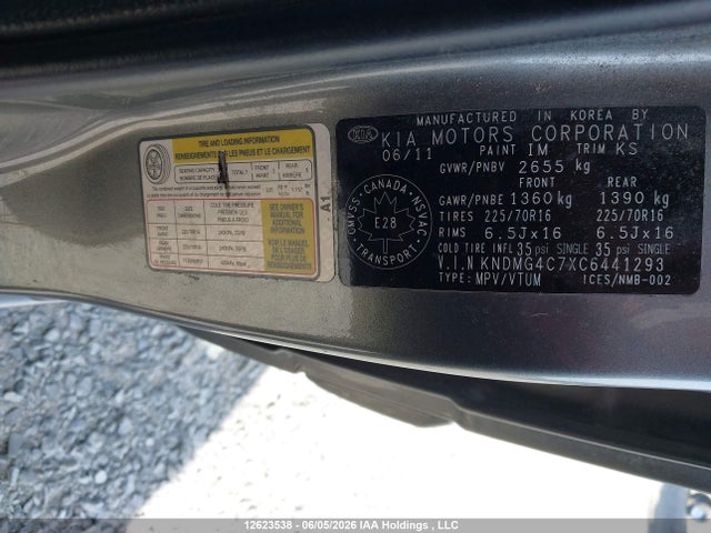 Продажа на аукционе авто 2012 Kia Sedona Lx, vin: KNDMG4C7XC6441293, номер лота: 12623538