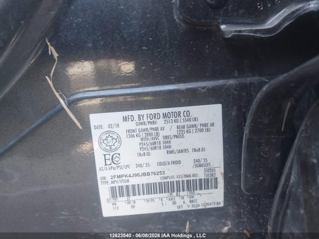 Ford Edge 2018 2FMPK4J96JBB76253 Image 9