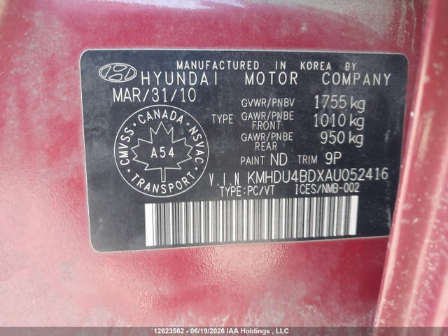 Продаж на аукціоні авто 2010 Hyundai Elantra Blue/gls/se, vin: KMHDU4BDXAU052416, номер лоту: 12623562