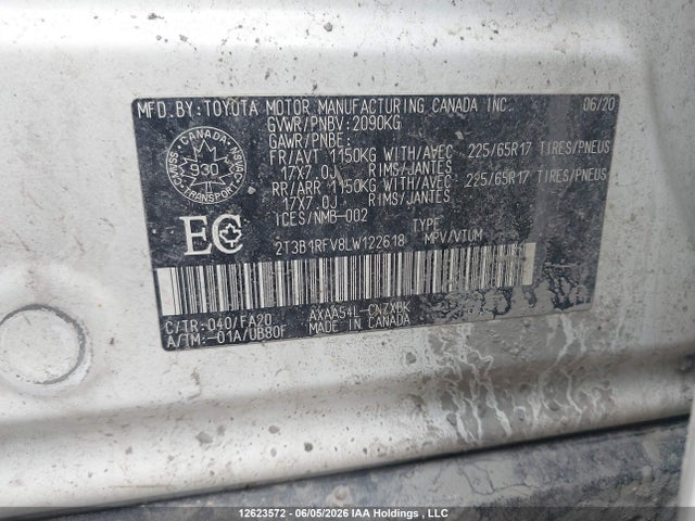 Продажа на аукционе авто 2020 Toyota Rav4 Le, vin: 2T3B1RFV8LW122618, номер лота: 12623572