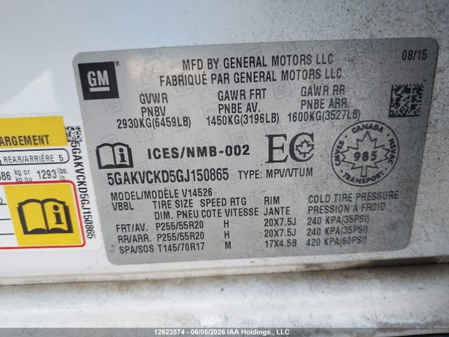 Buick Enclave 2016 5GAKVCKD5GJ150865 Image 17