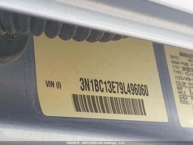 2009 Nissan Versa მანქანა იყიდება აუქციონზე, vin: 3N1BC13E79L496060, აუქციონის ნომერი: 12623579