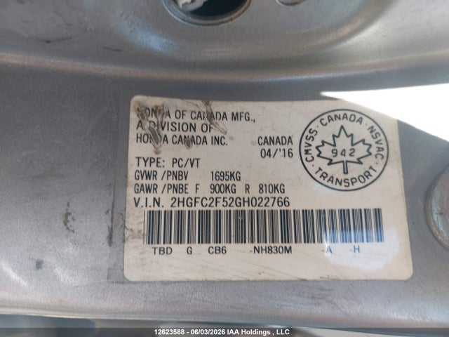 Honda Civic Lx 2016 2HGFC2F52GH022766 Image 16