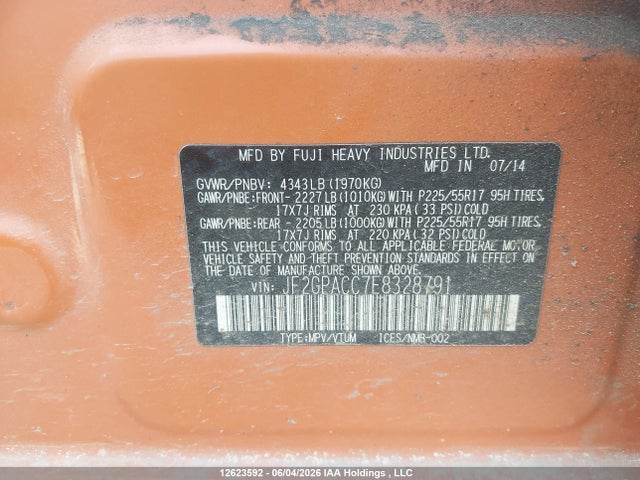 12623592 :رقم المزاد ، JF2GPACC7E8328791 vin ، 2014 Subaru Xv Crosstrek Sport Package مزاد بيع