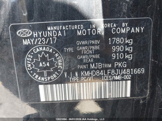 2018 Hyundai Elantra Gls მანქანა იყიდება აუქციონზე, vin: KMHD84LF8JU481669, აუქციონის ნომერი: 12623594
