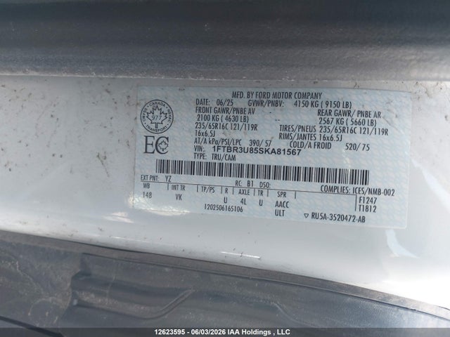 Ford Transit T-250 2025 1FTBR3U85SKA81567 Image 9