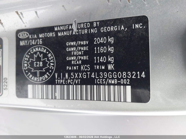 Продаж на аукціоні авто 2016 Kia Optima Lx/lx+, vin: 5XXGT4L39GG083214, номер лоту: 12623606
