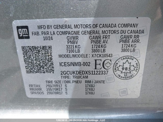 2025 Chevrolet Silverado K1500 Lt მანქანა იყიდება აუქციონზე, vin: 2GCUKDEDXS1122337, აუქციონის ნომერი: 12623610