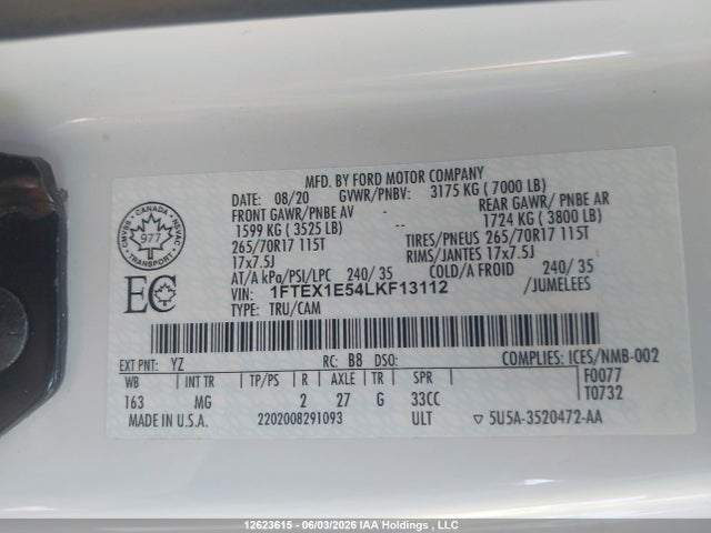 Ford F-150 Xlt 2020 1FTEX1E54LKF13112 Image 9