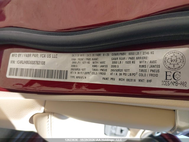1C4RJHBG6S8763108 Jeep Grand Cherokee Limited
