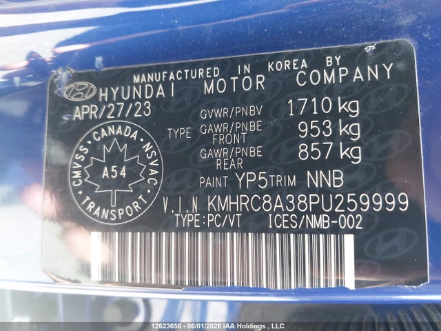 2023 Hyundai Venue მანქანა იყიდება აუქციონზე, vin: KMHRC8A38PU259999, აუქციონის ნომერი: 12623656