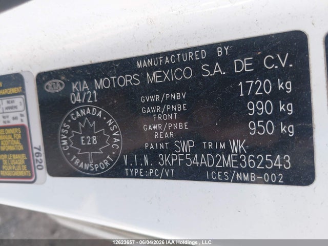 Aukcja sprzedaży 2021 Kia Forte Ex/ex Premium/ex+, vin: 3KPF54AD2ME362543, numer aukcji: 12623657