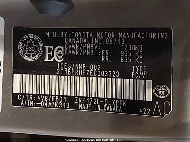 2T1BPRHE7EC003323 Toyota Corolla Eco/eco Plus/eco Premium