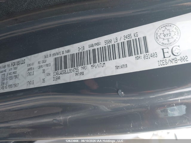 Продажа на аукционе авто 2018 Jeep Wrangler Unlimited Sport, vin: 1C4BJWDG8JL914755, номер лота: 12623666