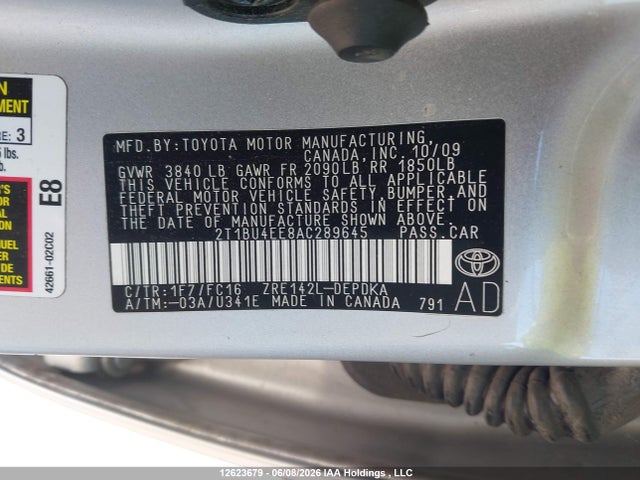Продажа на аукционе авто 2010 Toyota Corolla S/le/xle, vin: 2T1BU4EE8AC289645, номер лота: 12623679