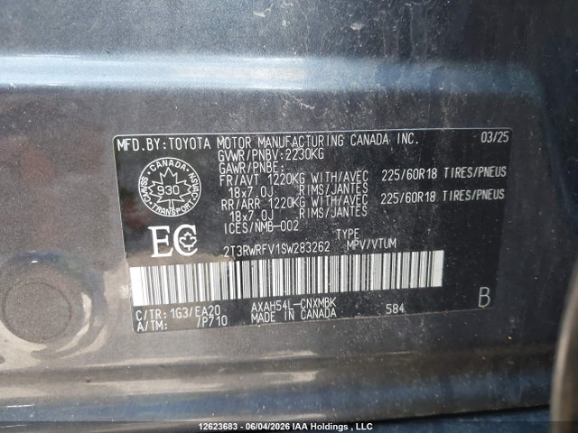 2T3RWRFV1SW283262 Toyota Rav4 Xle/woodland Edition