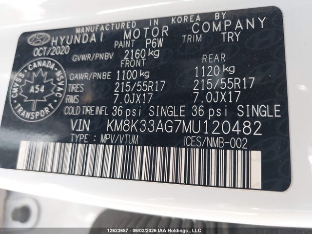 Aukcja sprzedaży 2021 Hyundai Kona Limited, vin: KM8K33AG7MU120482, numer aukcji: 12623687