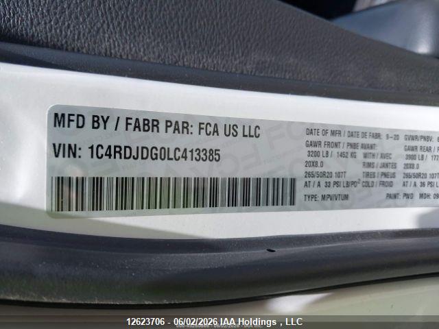 1C4RDJDG0LC413385 Dodge DURANGO GT