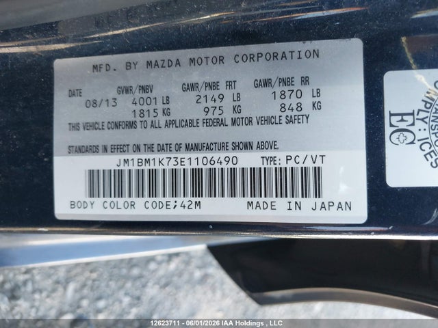 JM1BM1K73E1106490 Mazda MAZDA3