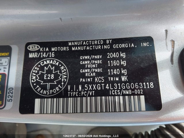 KIA Optima Lx 2016 5XXGT4L31GG063118 Image 9