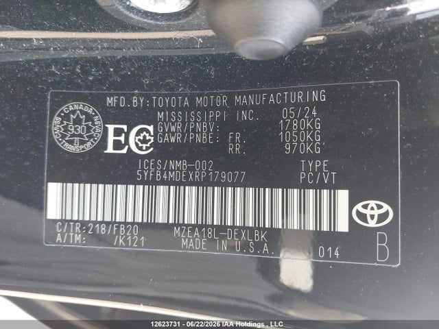 5YFB4MDEXRP179077 Toyota COROLLA LE