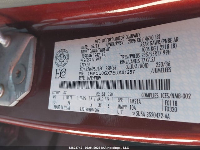 1FMCU0GX7EUA01257 Ford ESCAPE SE