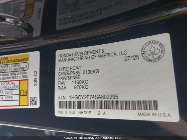 Продаж на аукціоні авто 2025 Honda Accord Hybrid, vin: 1HGCY2F74SA802295, номер лоту: 12623752
