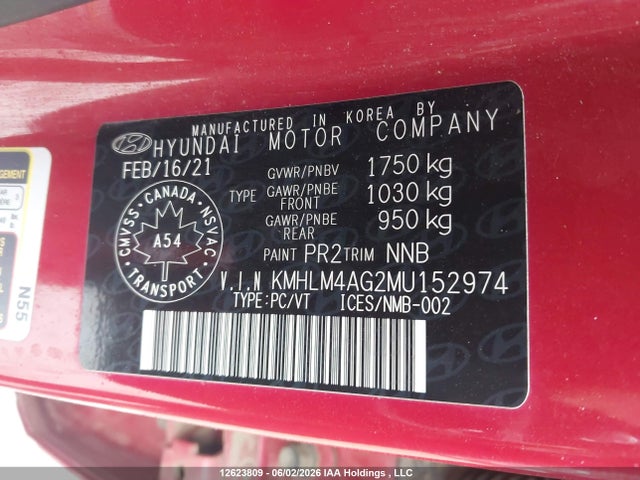 KMHLM4AG2MU152974 Hyundai ELANTRA SEL