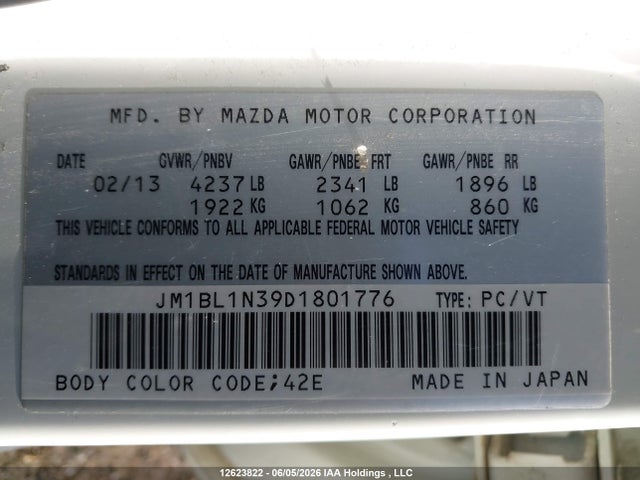 Продаж на аукціоні авто 2013 Mazda Mazdaspeed3 Msp3, vin: JM1BL1N39D1801776, номер лоту: 12623822