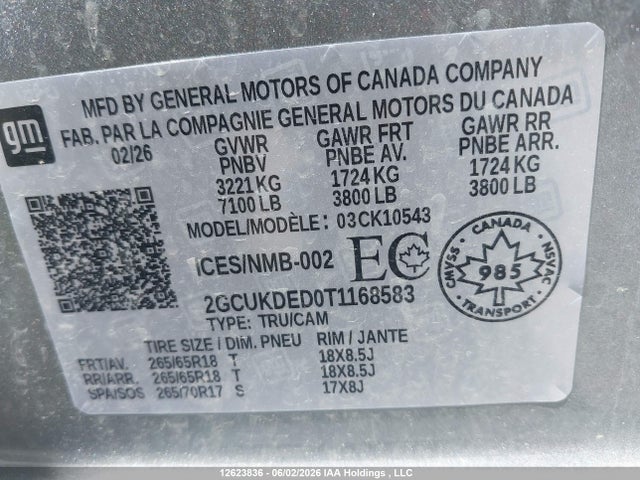 Aukcja sprzedaży 2026 Chevrolet Silverado K1500 Lt, vin: 2GCUKDED0T1168583, numer aukcji: 12623836