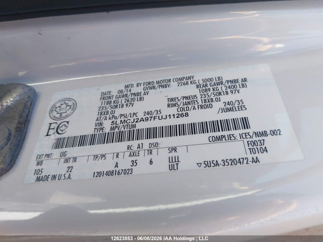 5LMCJ2A97FUJ11268 Lincoln MKC