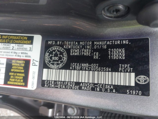 Продаж на аукціоні авто 2016 Toyota Camry Le/xle/se/xse, vin: 4T1BF1FK7GU562594, номер лоту: 12623854