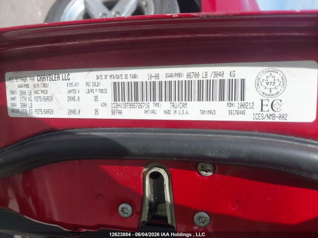 Aukcja sprzedaży 2009 Dodge Ram 1500 Slt/sport, vin: 1D3HV18T99S726716, numer aukcji: 12623884