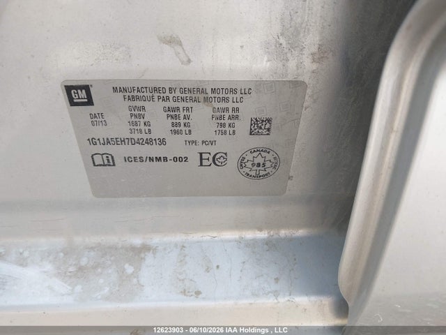 Aukcja sprzedaży 2013 Chevrolet Sonic Ls, vin: 1G1JA5EH7D4248136, numer aukcji: 12623903