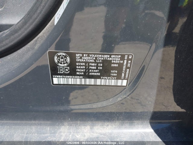 1VWBS7A39GC048543 Volkswagen Passat 1.8 Tsi Comfortline