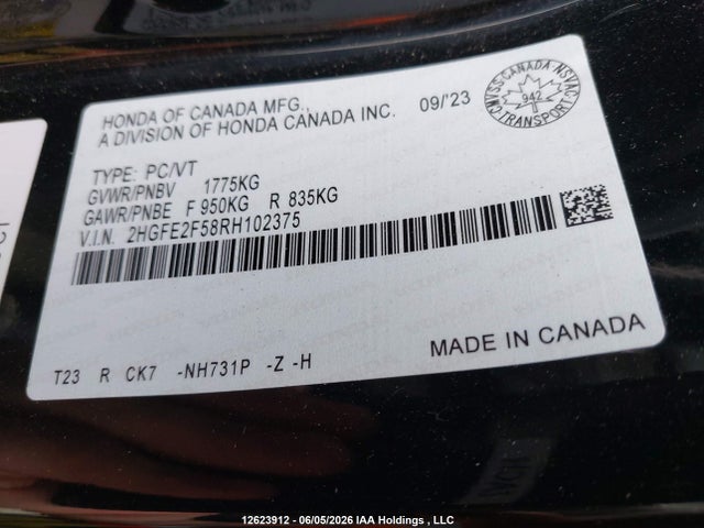 2HGFE2F58RH102375 Honda Civic