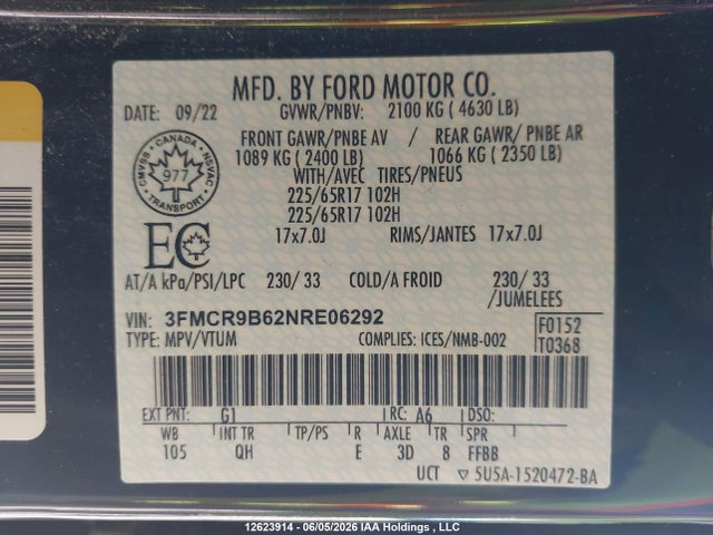 3FMCR9B62NRE06292 Ford Bronco Sport Big Bend