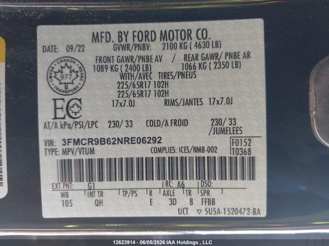 3FMCR9B62NRE06292 Ford Bronco Sport Big Bend