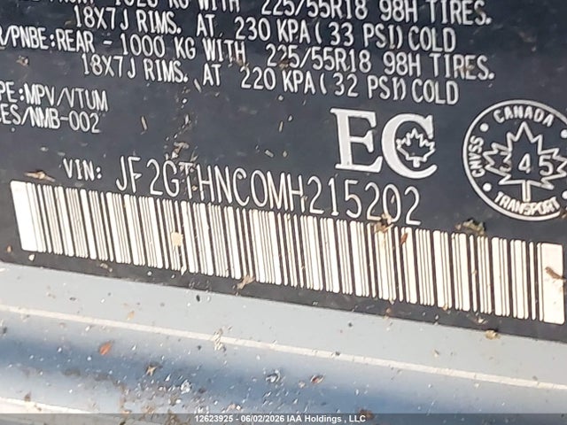 12623925 :رقم المزاد ، JF2GTHNC0MH215202 vin ، 2021 Subaru Crosstrek Limited مزاد بيع