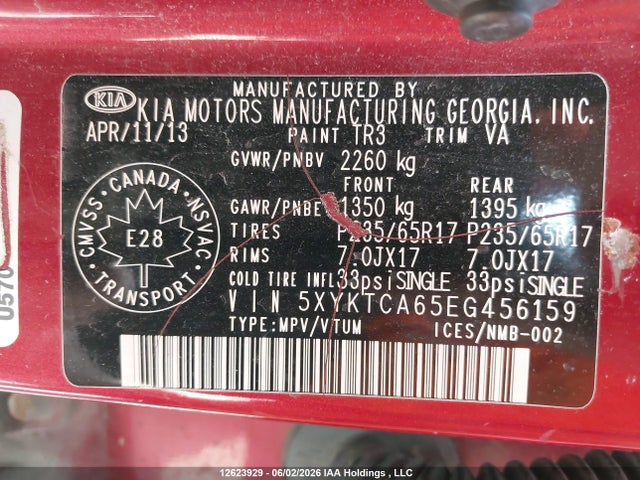 Aukcja sprzedaży 2014 Kia Sorento Lx/lx Premium/se, vin: 5XYKTCA65EG456159, numer aukcji: 12623929