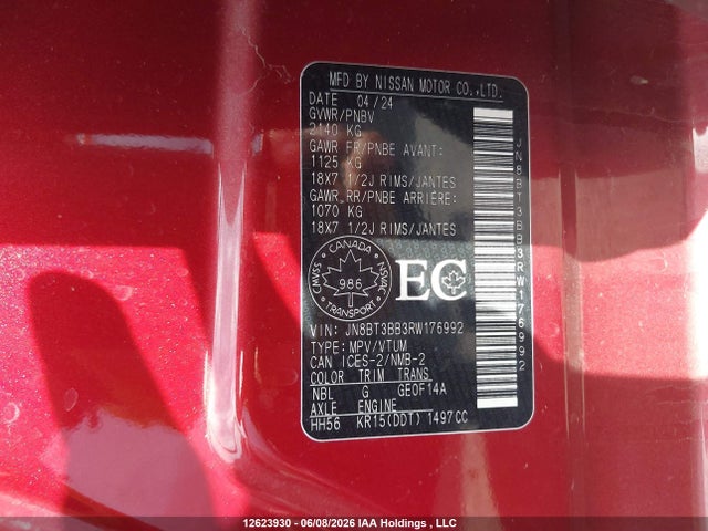 Nissan ROGUE SV 2024 JN8BT3BB3RW176992 Image 9