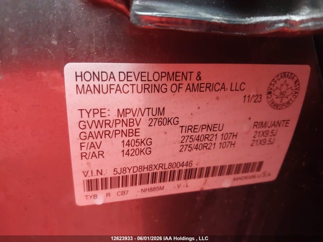 Aukcja sprzedaży 2024 Acura Mdx Type S Advance, vin: 5J8YD8H8XRL800446, numer aukcji: 12623933