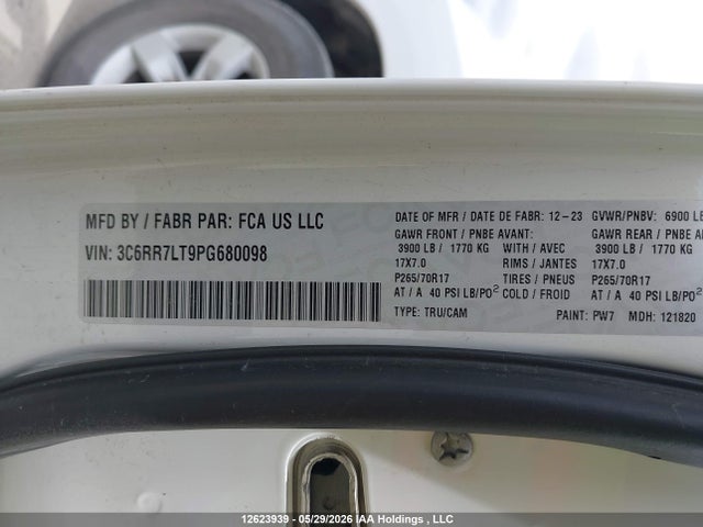 Aukcja sprzedaży 2023 Ram 1500 Classic Slt, vin: 3C6RR7LT9PG680098, numer aukcji: 12623939