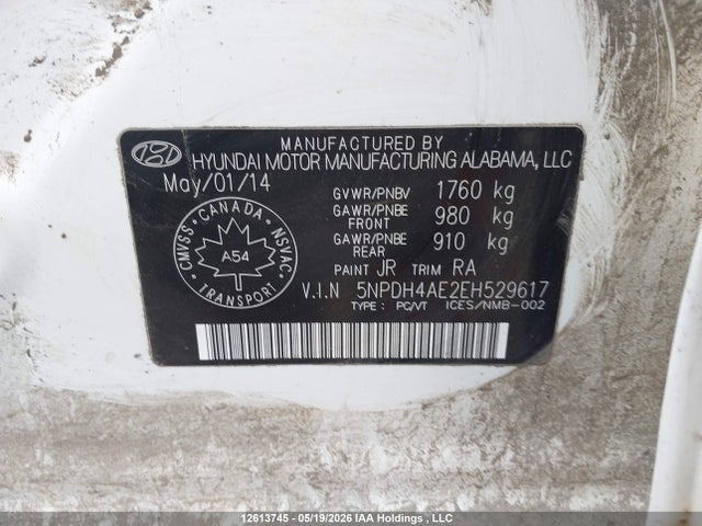 5NPDH4AE2EH529617 Hyundai Elantra Gls