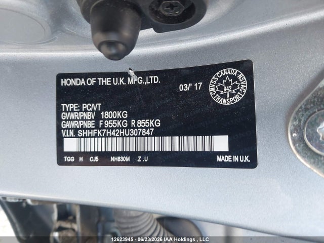 SHHFK7H42HU307847 Honda Civic Sport