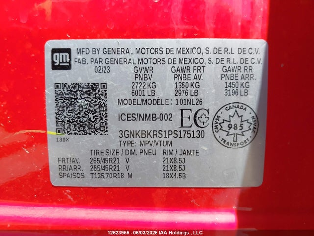 Aukcja sprzedaży 2023 Chevrolet Blazer Rs, vin: 3GNKBKRS1PS175130, numer aukcji: 12623955