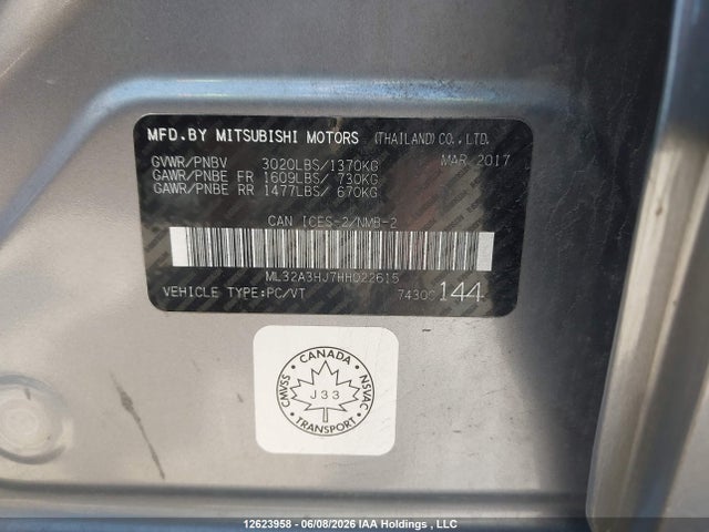 ML32A3HJ7HH022615 Mitsubishi MIRAGE ES