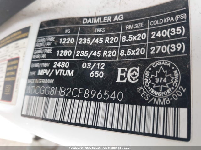 Aukcja sprzedaży 2012 Mercedes-benz Glk 350 4matic, vin: WDCGG8HB2CF896540, numer aukcji: 12623979