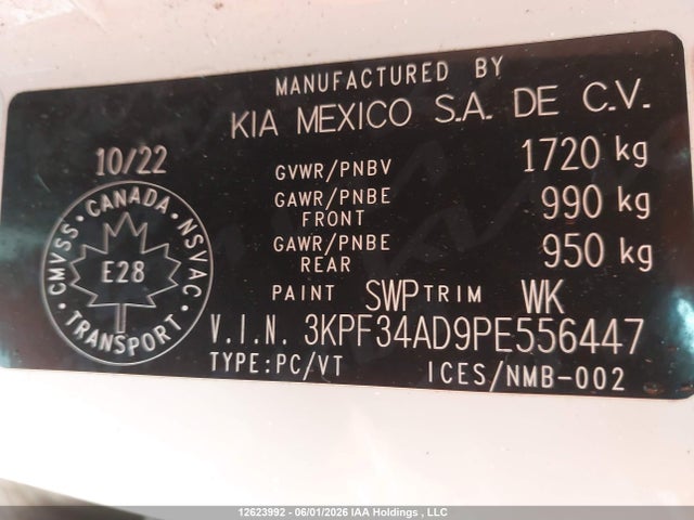 12623992 :رقم المزاد ، 3KPF34AD9PE556447 vin ، 2023 Kia Forte Ex/ex Premium/ex+/gt-line مزاد بيع