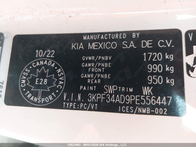 12623992 :رقم المزاد ، 3KPF34AD9PE556447 vin ، 2023 Kia Forte Ex/ex Premium/ex+/gt-line مزاد بيع